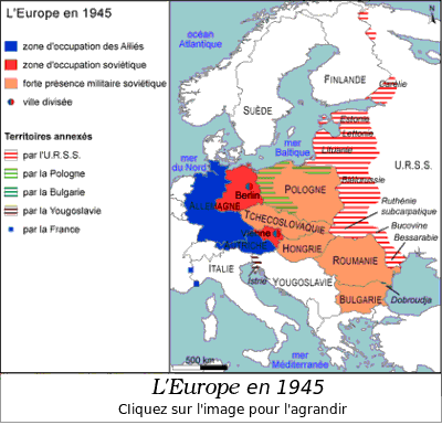Carte de l'Europe en 1945.