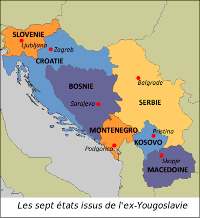 Les sept états issus de l'ex-Yougoslavie.